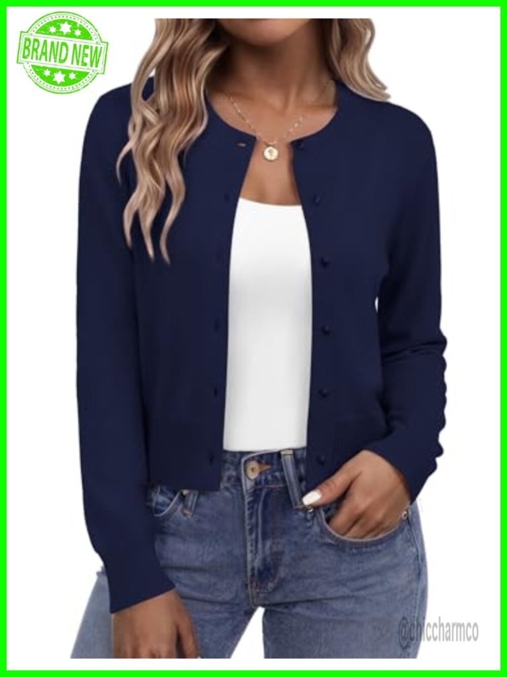 Women's Cropped Knit Cardigan Button Front Long Sleeve Bolero Shrug
